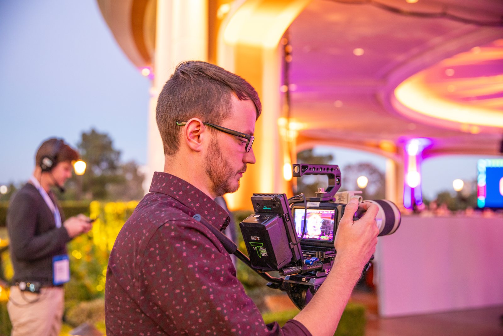 On set with Ken Lutz outside the Wynn Casino in Las Vegas.