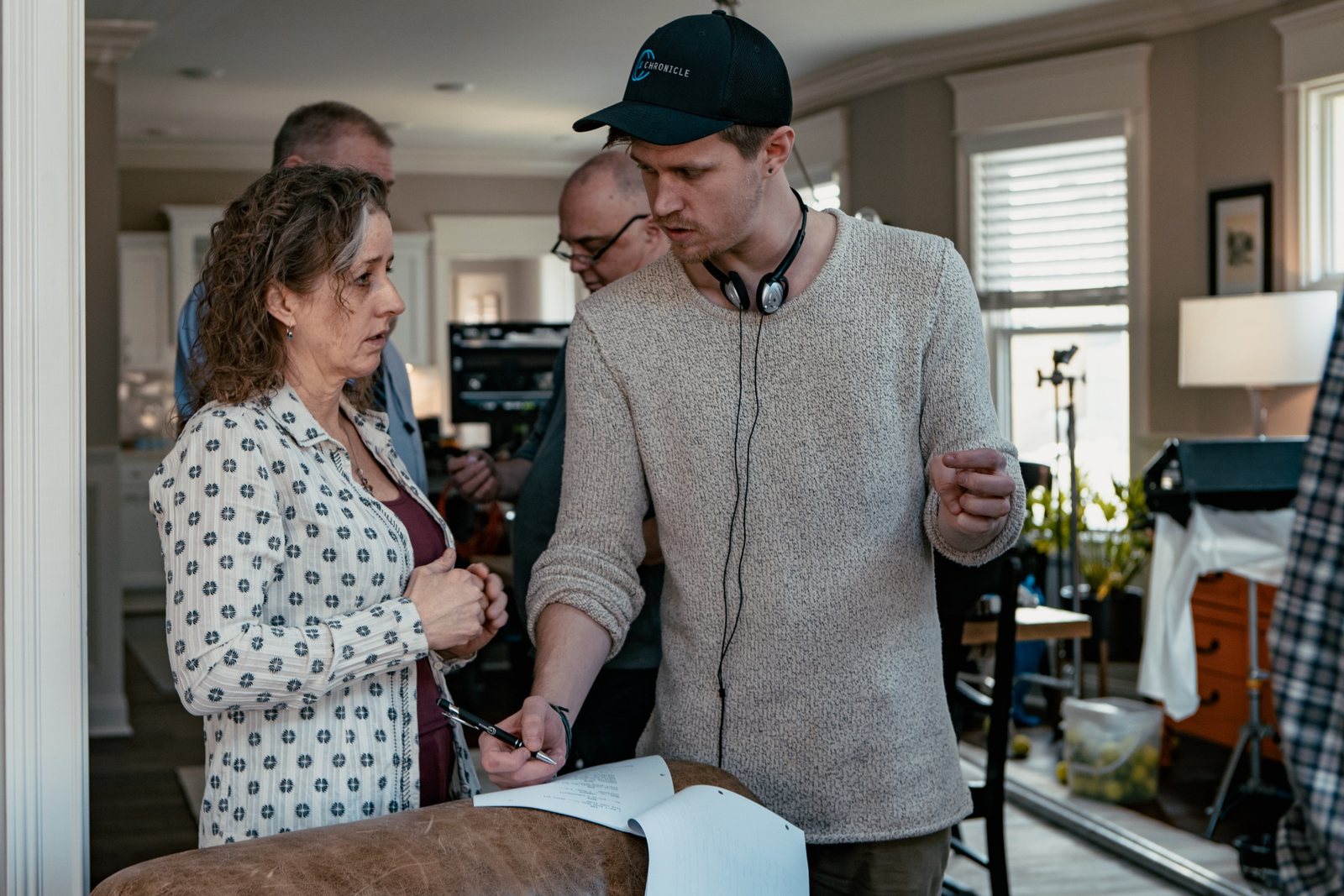 On set with Taylor Young