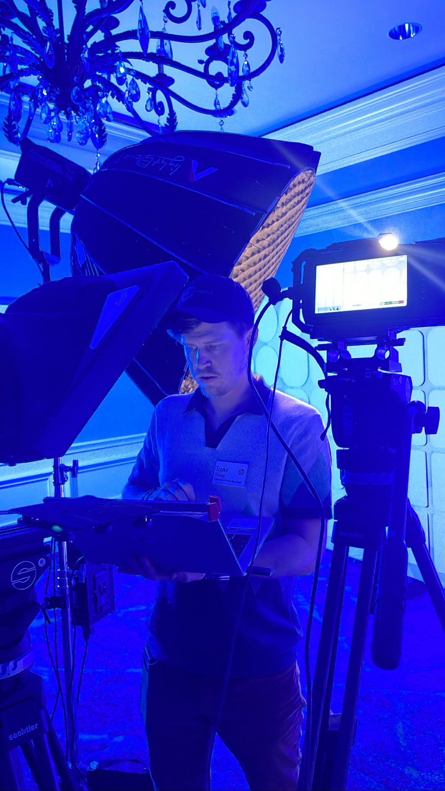 On set with Taylor Young