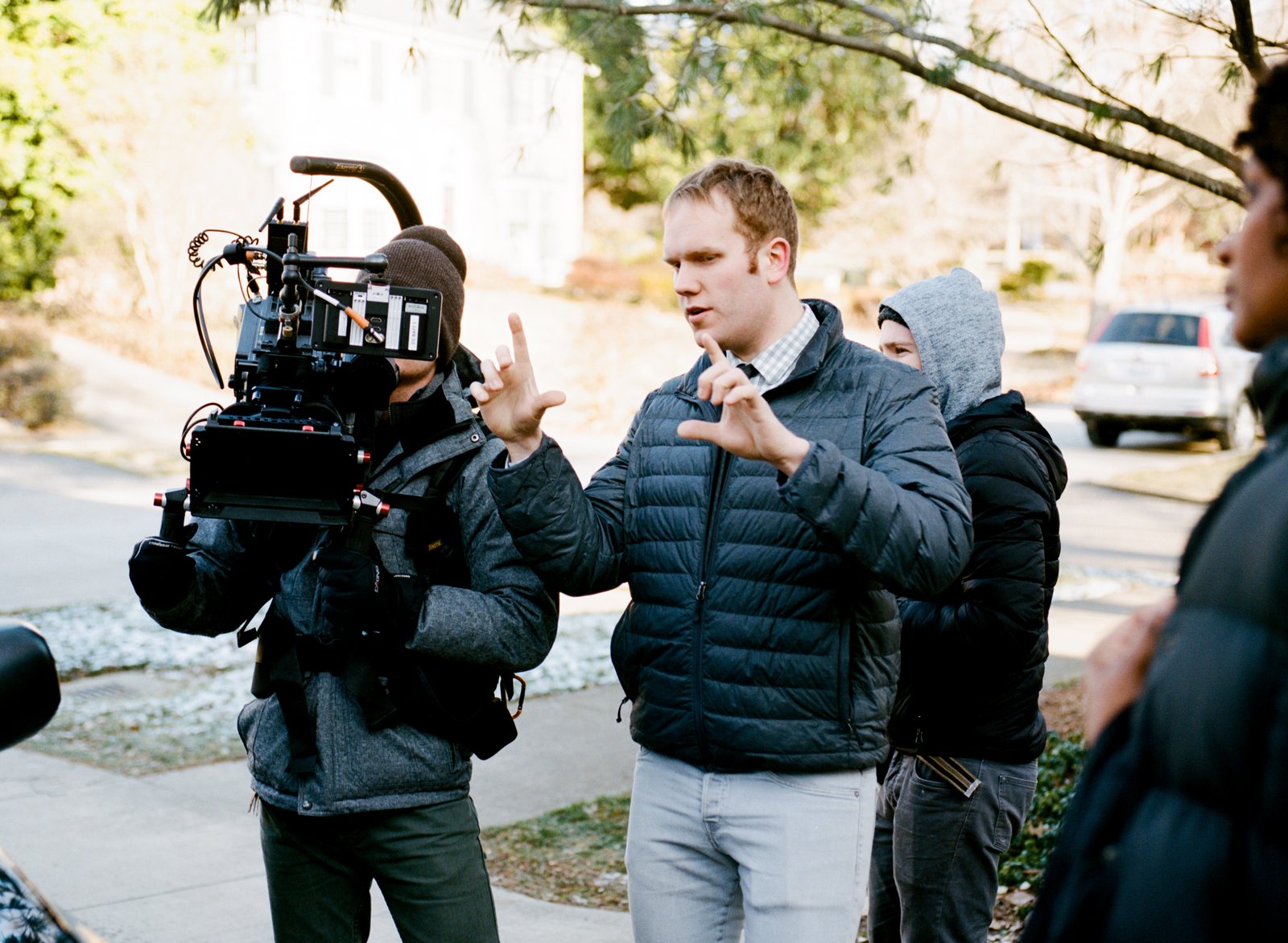 On set with Zach Meiners in 2015 for Hosparus Health