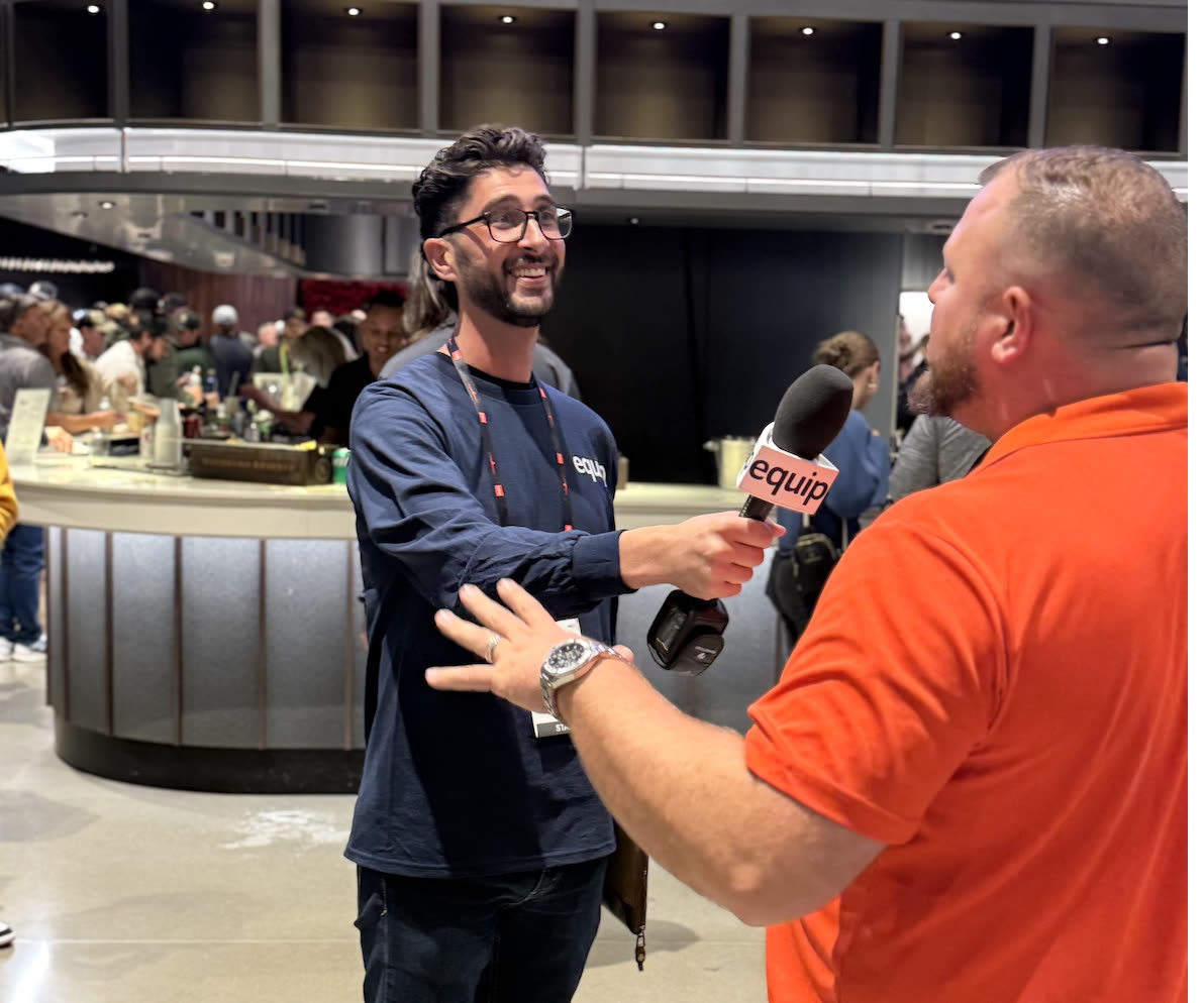 Behind the scenes at Equip Exposition as producer Marc Singer interviews a guest.