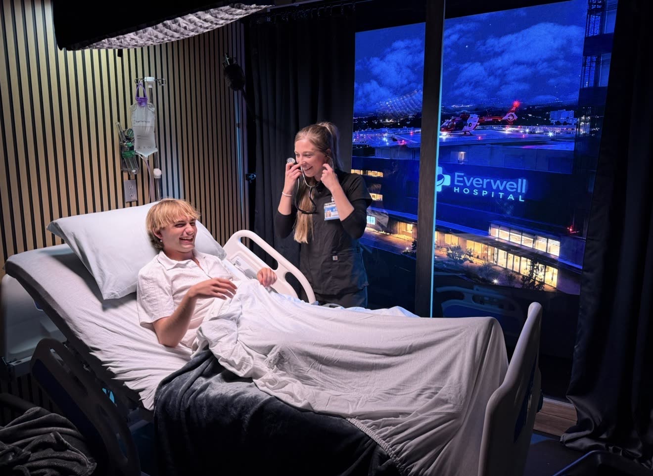 Behind the scenes on the Isaacs & Isaacs “Are You Okay?” shoot, with a hospital set at Studio C.