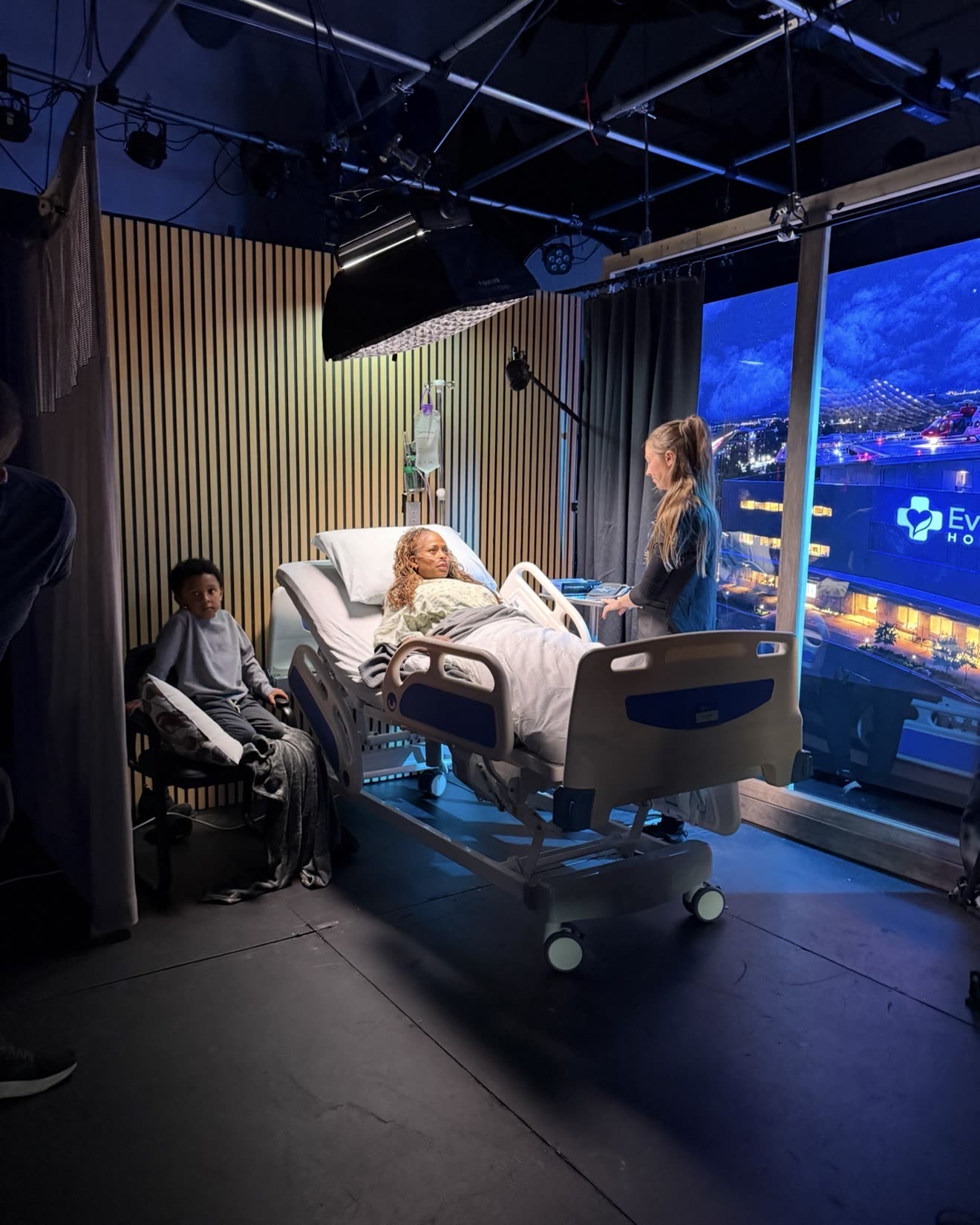 Behind the scenes on the Isaacs & Isaacs “Are You Okay?” shoot, hospital set.